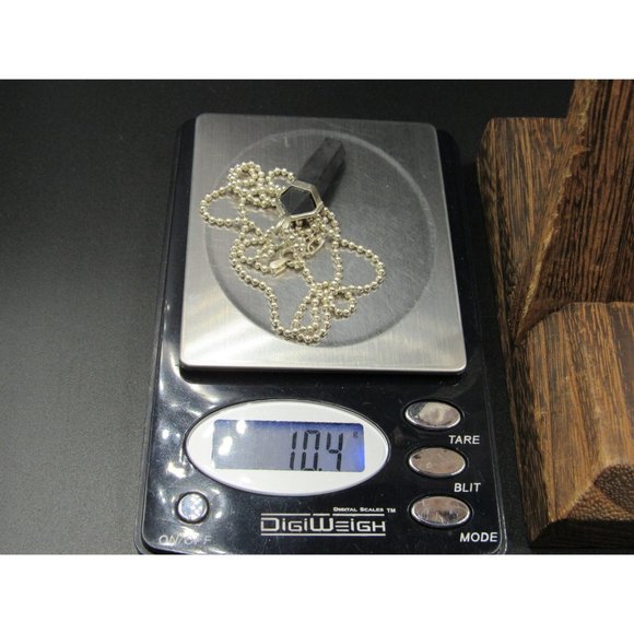 24 Inch Sterling Silver Chalky Black Stone Long Pendant Necklace - Picture 7 of 7